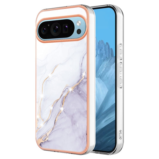 For Google Pixel 9 / 9 Pro Electroplating Marble Dual-side IMD Phone Case(White 006) - Google Cases by buy2fix | Online Shopping UK | buy2fix