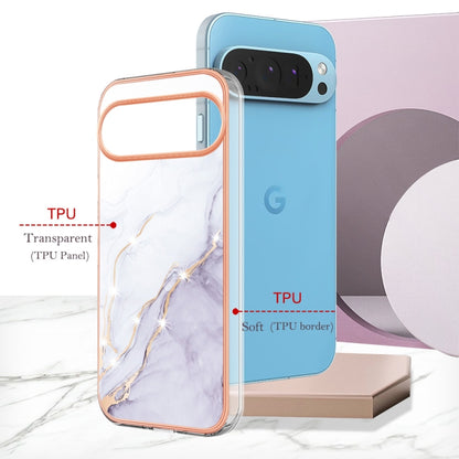 For Google Pixel 9 / 9 Pro Electroplating Marble Dual-side IMD Phone Case(White 006) - Google Cases by buy2fix | Online Shopping UK | buy2fix