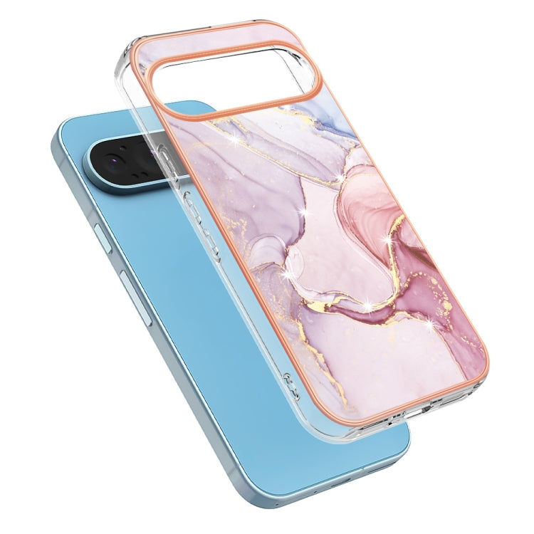 For Google Pixel 9 Pro XL Electroplating Marble Dual-side IMD Phone Case(Rose Gold 005) - Google Cases by buy2fix | Online Shopping UK | buy2fix