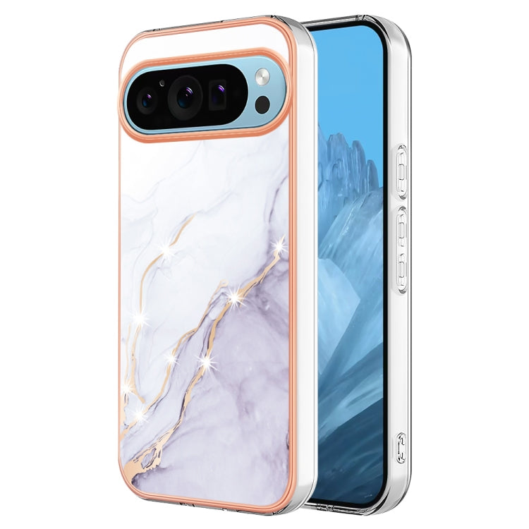 For Google Pixel 9 Pro XL Electroplating Marble Dual-side IMD Phone Case(White 006) - Google Cases by buy2fix | Online Shopping UK | buy2fix