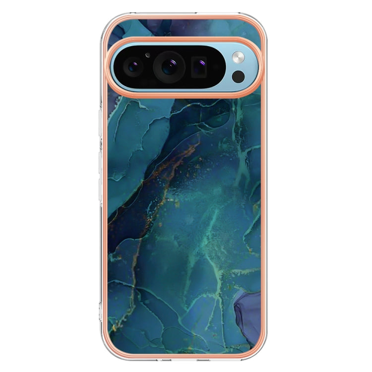 For Google Pixel 9 / 9 Pro Electroplating Marble Dual-side IMD Phone Case(Green 017) - Google Cases by buy2fix | Online Shopping UK | buy2fix