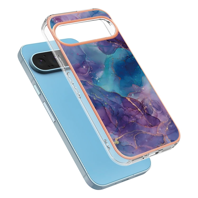 For Google Pixel 9 / 9 Pro Electroplating Marble Dual-side IMD Phone Case(Purple 016) - Google Cases by buy2fix | Online Shopping UK | buy2fix