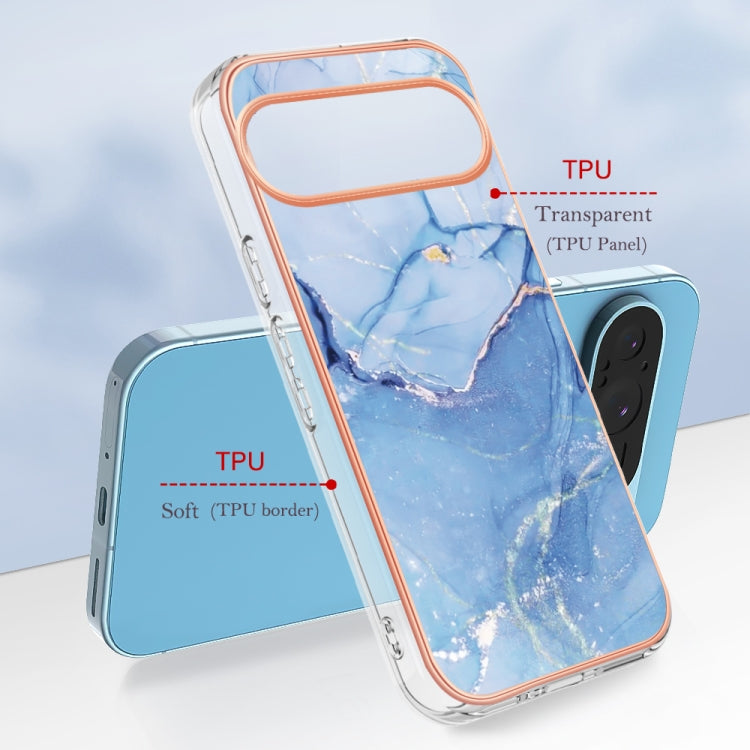 For Google Pixel 9 / 9 Pro Electroplating Marble Dual-side IMD Phone Case(Blue 018) - Google Cases by buy2fix | Online Shopping UK | buy2fix