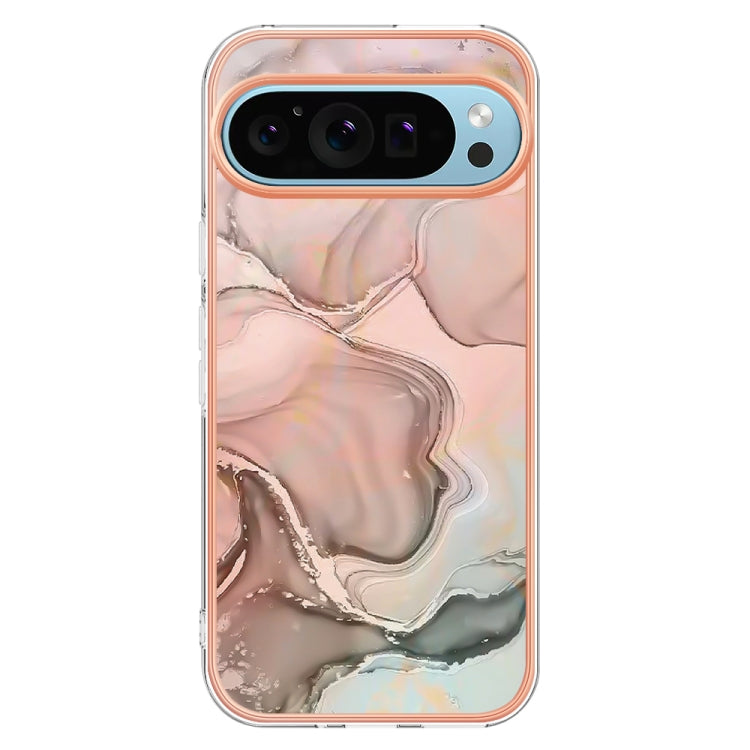 For Google Pixel 9 / 9 Pro Electroplating Marble Dual-side IMD Phone Case(Rose Gold 015) - Google Cases by buy2fix | Online Shopping UK | buy2fix