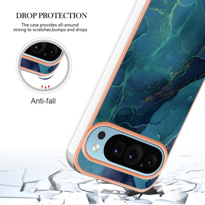 For Google Pixel 9 Pro XL Electroplating Marble Dual-side IMD Phone Case(Green 017) - Google Cases by buy2fix | Online Shopping UK | buy2fix