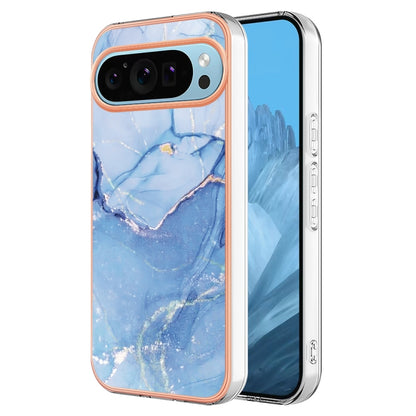 For Google Pixel 9 Pro XL Electroplating Marble Dual-side IMD Phone Case(Blue 018) - Google Cases by buy2fix | Online Shopping UK | buy2fix