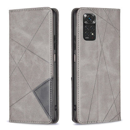 For Xiaomi Redmi Note 12S 4G / Note 11  Rhombus Texture Magnetic Leather Phone Case(Grey) - Xiaomi Cases by buy2fix | Online Shopping UK | buy2fix