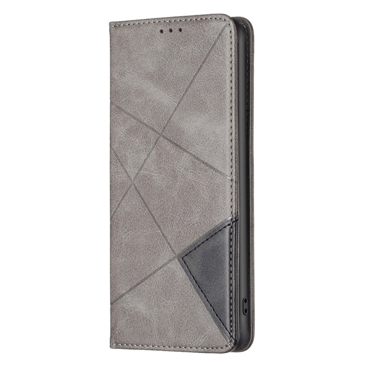 For Xiaomi Poco F5 5G / Redmi Note 12 Turbo Rhombus Texture Magnetic Leather Phone Case(Grey) - Xiaomi Cases by buy2fix | Online Shopping UK | buy2fix