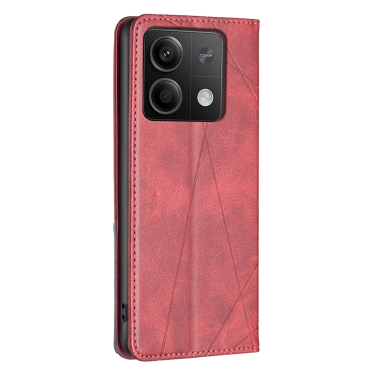 For Xiaomi Redmi Note 13 Rhombus Texture Magnetic Leather Phone Case(Red) - Xiaomi Cases by buy2fix | Online Shopping UK | buy2fix