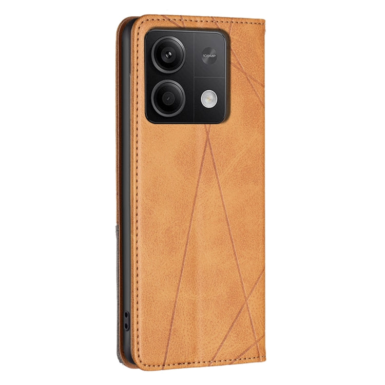 For Xiaomi Redmi Note 13 Rhombus Texture Magnetic Leather Phone Case(Yellow) - Xiaomi Cases by buy2fix | Online Shopping UK | buy2fix