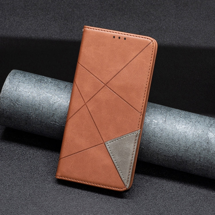 For Xiaomi Redmi Note 13 Rhombus Texture Magnetic Leather Phone Case(Brown) - Xiaomi Cases by buy2fix | Online Shopping UK | buy2fix