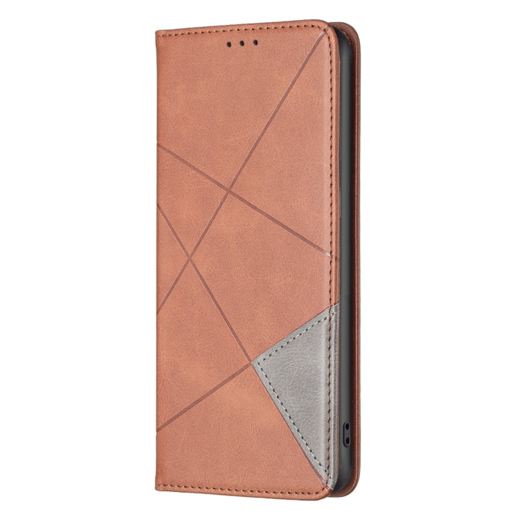 For Xiaomi Redmi 13C Rhombus Texture Magnetic Leather Phone Case(Brown) - 13C Cases by buy2fix | Online Shopping UK | buy2fix