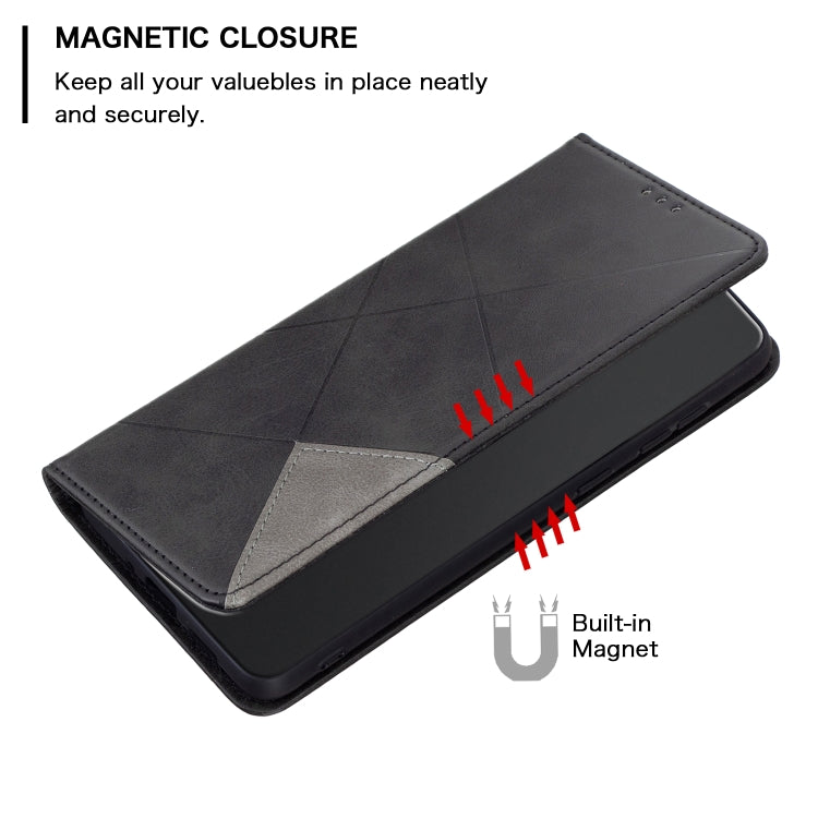 For Xiaomi Redmi K70 / K70 Pro Rhombus Texture Magnetic Leather Phone Case(Black) - K70 Pro Cases by buy2fix | Online Shopping UK | buy2fix