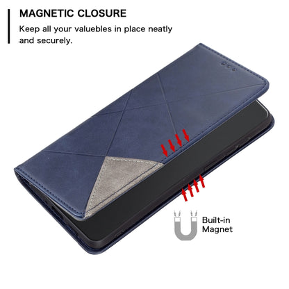 For Xiaomi Redmi K70 / K70 Pro Rhombus Texture Magnetic Leather Phone Case(Blue) - K70 Pro Cases by buy2fix | Online Shopping UK | buy2fix