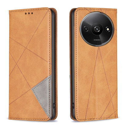 For Xiaomi Redmi A3 Rhombus Texture Magnetic Leather Phone Case(Yellow) - Xiaomi Cases by buy2fix | Online Shopping UK | buy2fix