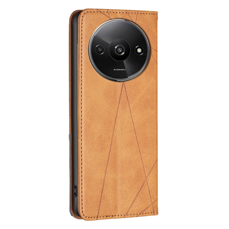 For Xiaomi Redmi A3 Rhombus Texture Magnetic Leather Phone Case(Yellow) - Xiaomi Cases by buy2fix | Online Shopping UK | buy2fix