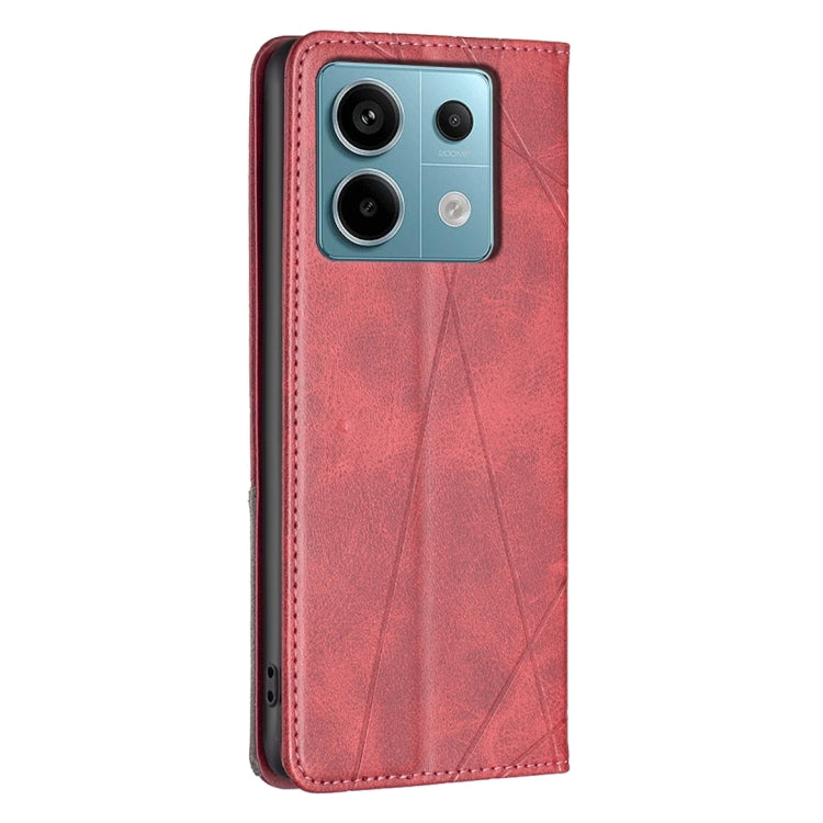 For Xiaomi Poco M6 Pro 4G Rhombus Texture Magnetic Leather Phone Case(Red) - Xiaomi Cases by buy2fix | Online Shopping UK | buy2fix