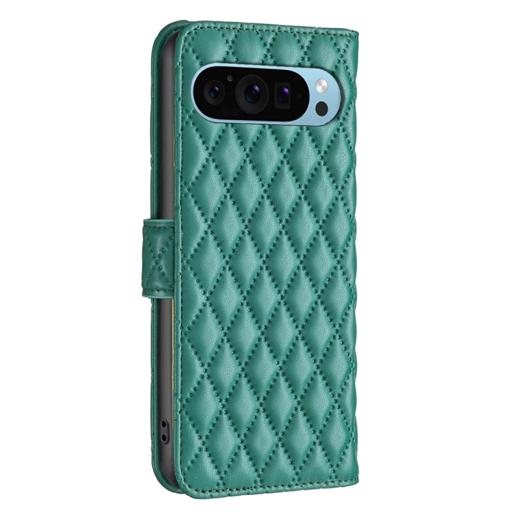 For Google Pixel 9 Pro Diamond Lattice Wallet Leather Flip Phone Case(Green) - Google Cases by buy2fix | Online Shopping UK | buy2fix