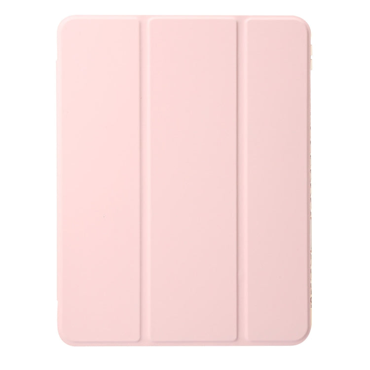 For iPad Pro 13 2024 Clear Acrylic 3-Fold Leather Tablet Case(Pink) - iPad Pro 13 2024 Cases by buy2fix | Online Shopping UK | buy2fix