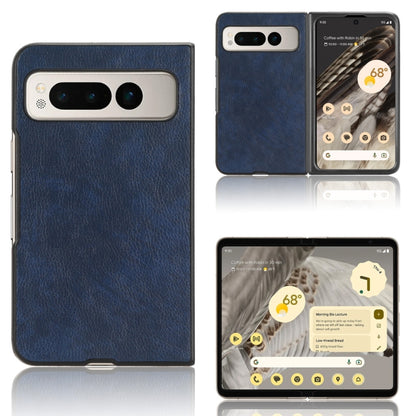 For Google Pixel Fold Litchi Texture Back Cover Phone Case(Blue) - Google Cases by buy2fix | Online Shopping UK | buy2fix