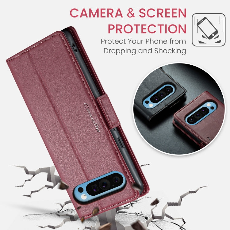 For Google Pixel 9 Pro XL CaseMe 023 Butterfly Buckle Litchi Texture RFID Anti-theft Leather Phone Case(Wine Red) - Google Cases by CaseMe | Online Shopping UK | buy2fix