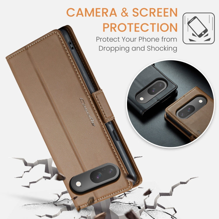 For Google Pixel 9 / 9 Pro CaseMe 023 Butterfly Buckle Litchi Texture RFID Anti-theft Leather Phone Case(Brown) - Google Cases by CaseMe | Online Shopping UK | buy2fix