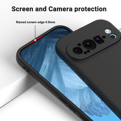 For Google Pixel 9 Pro Pure Color Liquid Silicone Shockproof Phone Case(Black) - Google Cases by buy2fix | Online Shopping UK | buy2fix