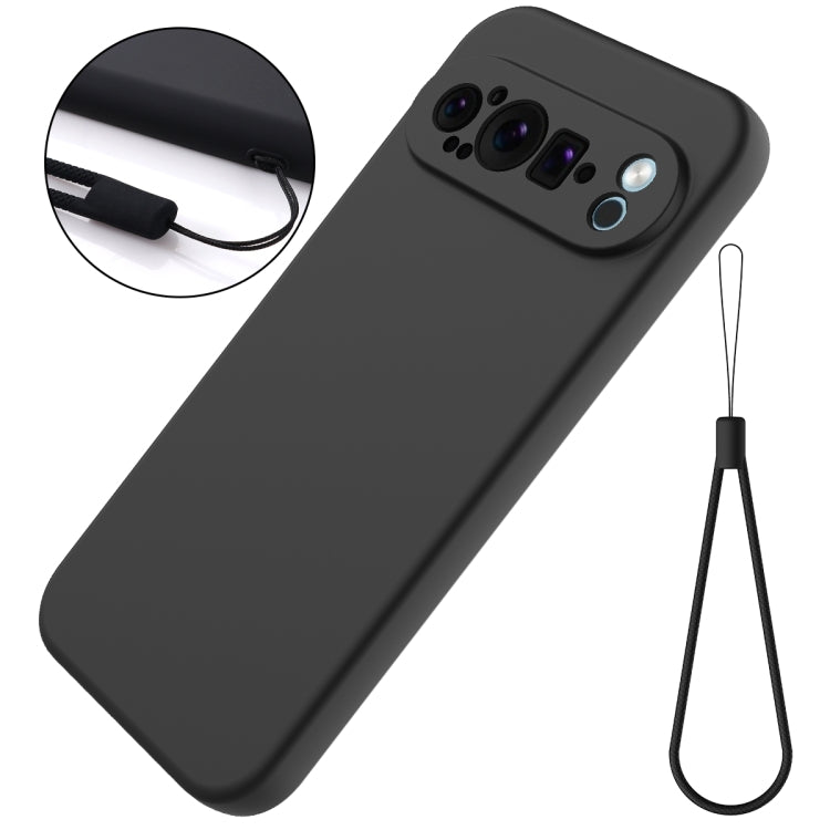 For Google Pixel 9 Pro Pure Color Liquid Silicone Shockproof Phone Case(Black) - Google Cases by buy2fix | Online Shopping UK | buy2fix