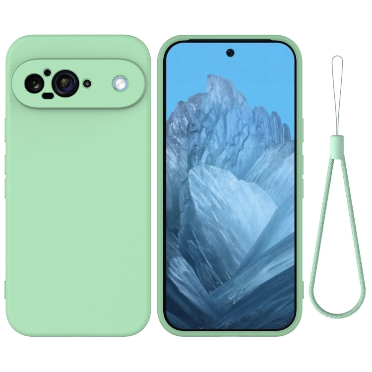 For Google Pixel 9 Pure Color Liquid Silicone Shockproof Phone Case(Green) - Google Cases by buy2fix | Online Shopping UK | buy2fix