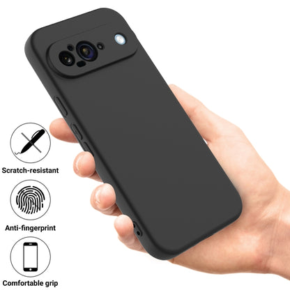 For Google Pixel 9 Pure Color Liquid Silicone Shockproof Phone Case(Black) - Google Cases by buy2fix | Online Shopping UK | buy2fix