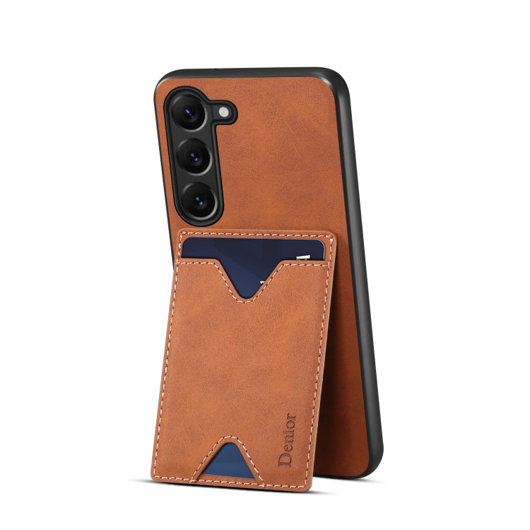 For Samsung Galaxy S24+ 5G Denior PU Back Cover Card Slot Holder Phone Case(Brown) - Galaxy S24+ 5G Cases by Denior | Online Shopping UK | buy2fix