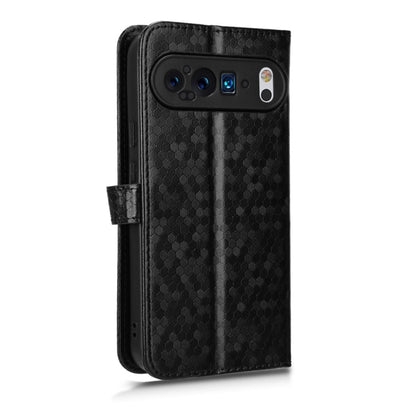 For Google Pixel 9 Pro XL Honeycomb Dot Texture Leather Phone Case(Black) - Google Cases by buy2fix | Online Shopping UK | buy2fix