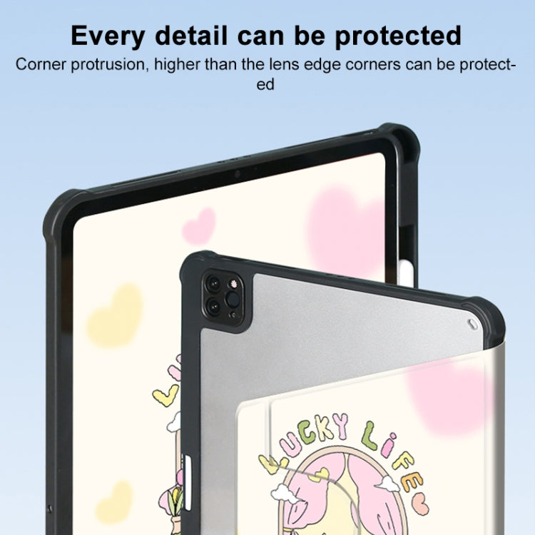 For iPad Air 11 2024 / iPad Pro 11 3-Fold 360 Rotation Painted Leather Smart Tablet Case(Bear Bunny) - iPad Pro 11 (2022/2021) Cases by buy2fix | Online Shopping UK | buy2fix