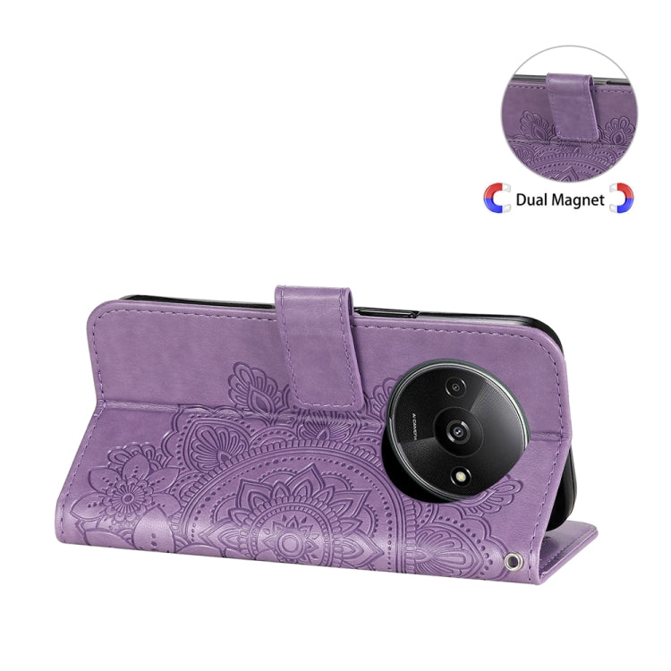 For Xiaomi Redmi A3 7-petal Flowers Embossing Leather Phone Case(Light Purple) - Xiaomi Cases by buy2fix | Online Shopping UK | buy2fix