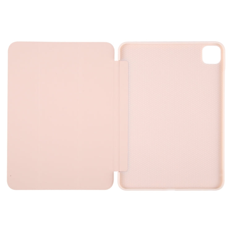 For iPad Pro 11 2024 GEBEI 3-folding Holder Shockproof Flip Leather Tablet Case(Pink) - iPad Pro 11 2024 Cases by GEBEI | Online Shopping UK | buy2fix