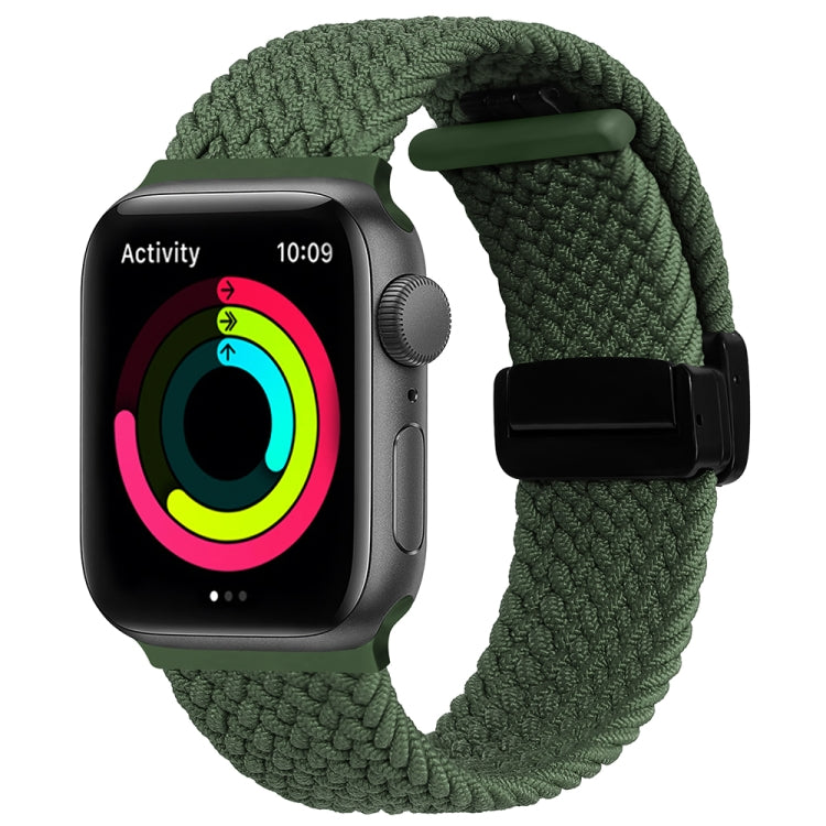 Magnetic Fold Clasp Woven Watch Band For Apple Watch SE 2022 44mm(Green) - Watch Bands by buy2fix | Online Shopping UK | buy2fix