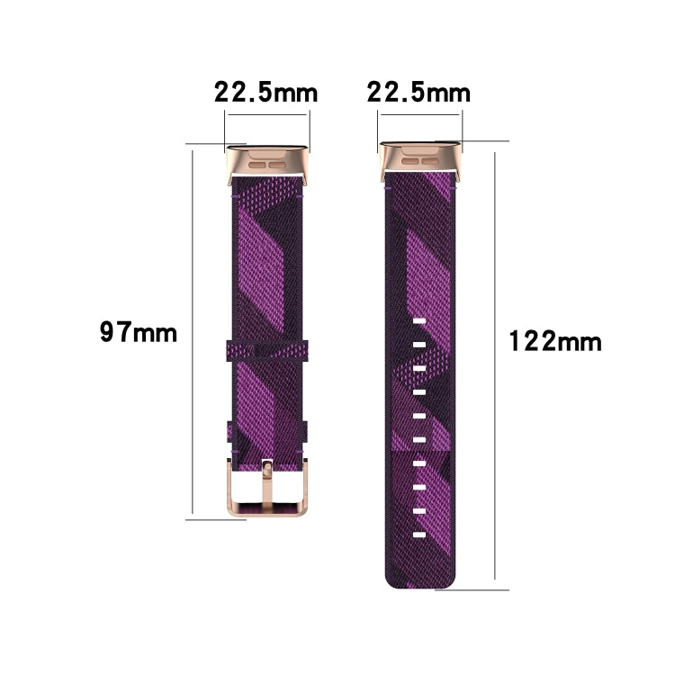 For Fitbit Charge 4 / Charge 3 / Charge 3 SE Stainless Steel Head Grain Nylon Denim Replacement Strap Watchband(Red Stripe) - Watch Bands by buy2fix | Online Shopping UK | buy2fix