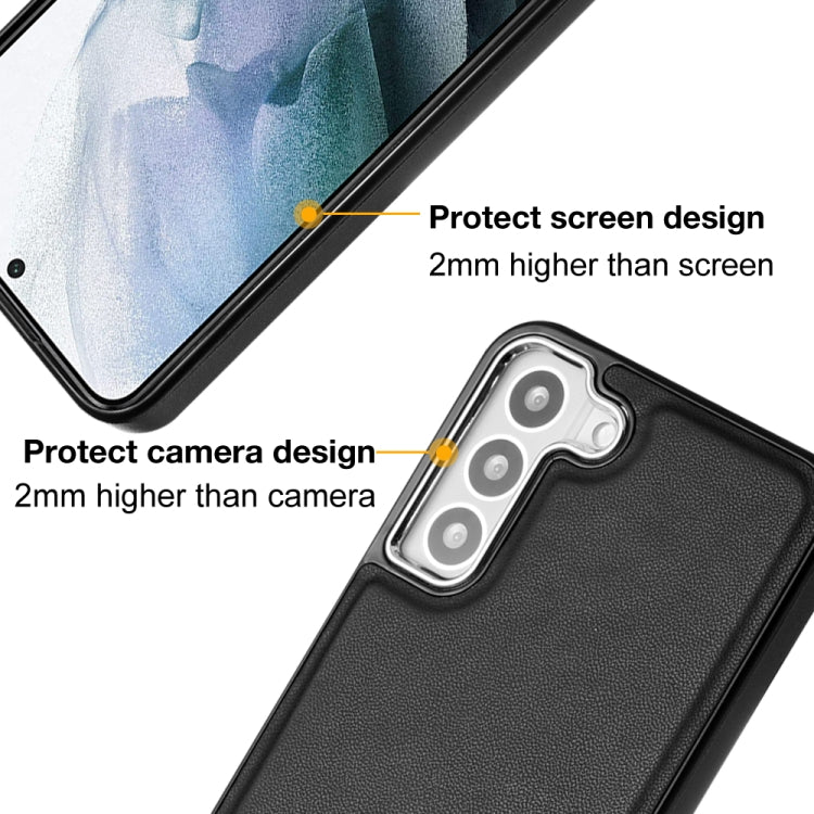 For Samsung Galaxy S22+ 5G Leather Texture Full Coverage Phone Case(Black) - Galaxy S22+ 5G Cases by buy2fix | Online Shopping UK | buy2fix