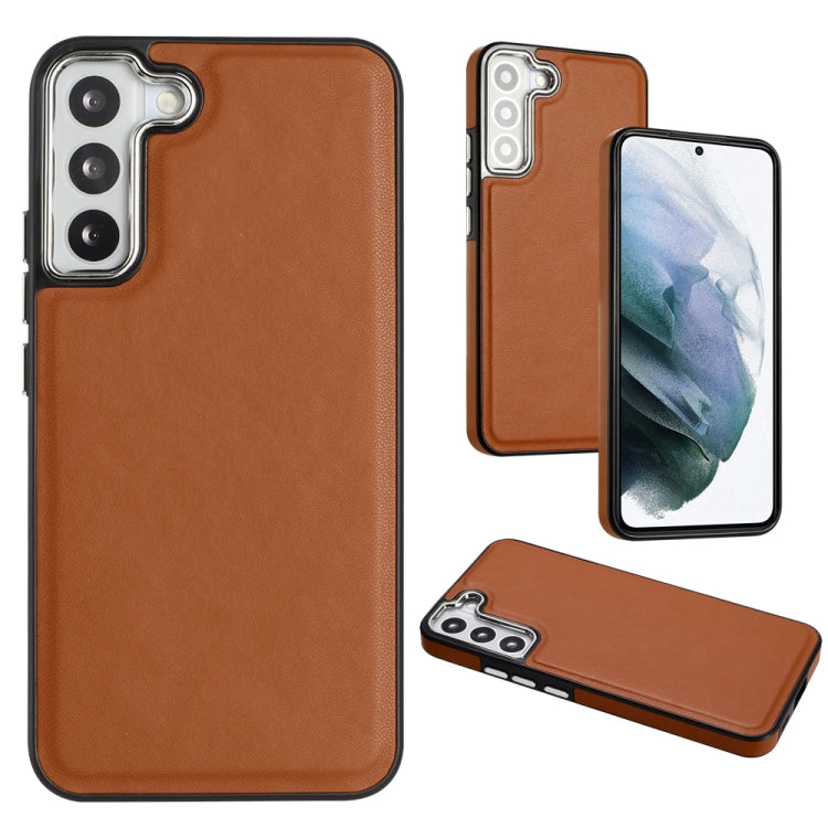 For Samsung Galaxy S23+ Leather Texture Full Coverage Phone Case(Brown) - Galaxy S23+ 5G Cases by buy2fix | Online Shopping UK | buy2fix