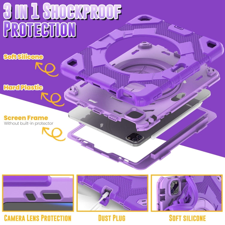 For iPad Pro 11 2022 / 2021 / 2020 Spider Rotation Handle Silicone Hybrid PC Tablet Case(Purple) - iPad Pro 11 (2022/2021) Cases by buy2fix | Online Shopping UK | buy2fix