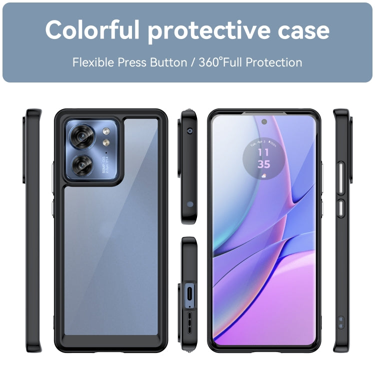 For Motorola Edge 2023 US Colorful Series Acrylic Hybrid TPU Phone Case(Black) - Motorola Cases by buy2fix | Online Shopping UK | buy2fix