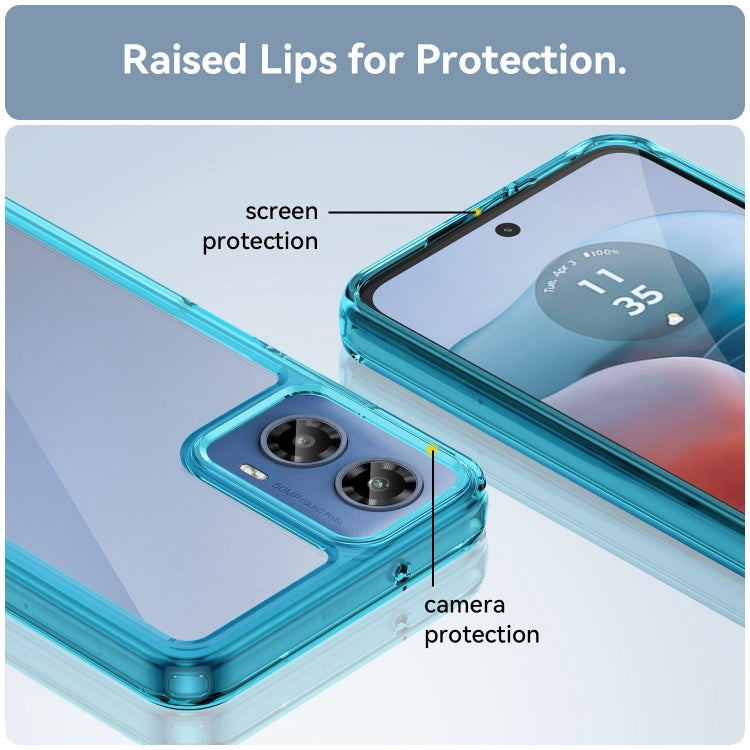 For Motorola Moto G34 Colorful Series Acrylic Hybrid TPU Phone Case(Transparent Blue) - Motorola Cases by buy2fix | Online Shopping UK | buy2fix