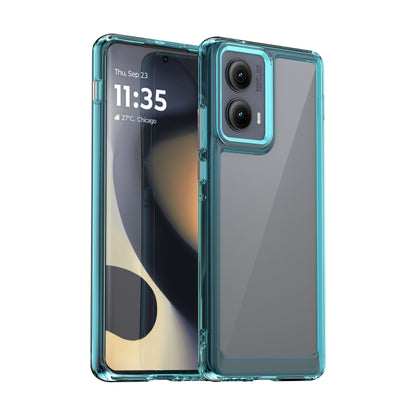 For Motorola Edge 2024 Colorful Series Acrylic Hybrid TPU Phone Case(Transparent Blue) - Motorola Cases by buy2fix | Online Shopping UK | buy2fix