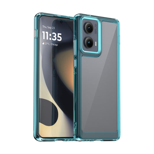 For Motorola Edge 2024 Colorful Series Acrylic Hybrid TPU Phone Case(Transparent Blue) - Motorola Cases by buy2fix | Online Shopping UK | buy2fix