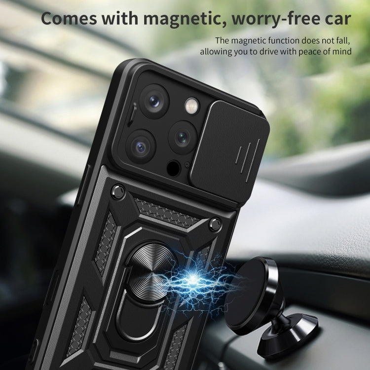 For iPhone 16 Pro Sliding Camera Cover Design TPU+PC Phone Case(Black) - iPhone 16 Pro Cases by buy2fix | Online Shopping UK | buy2fix