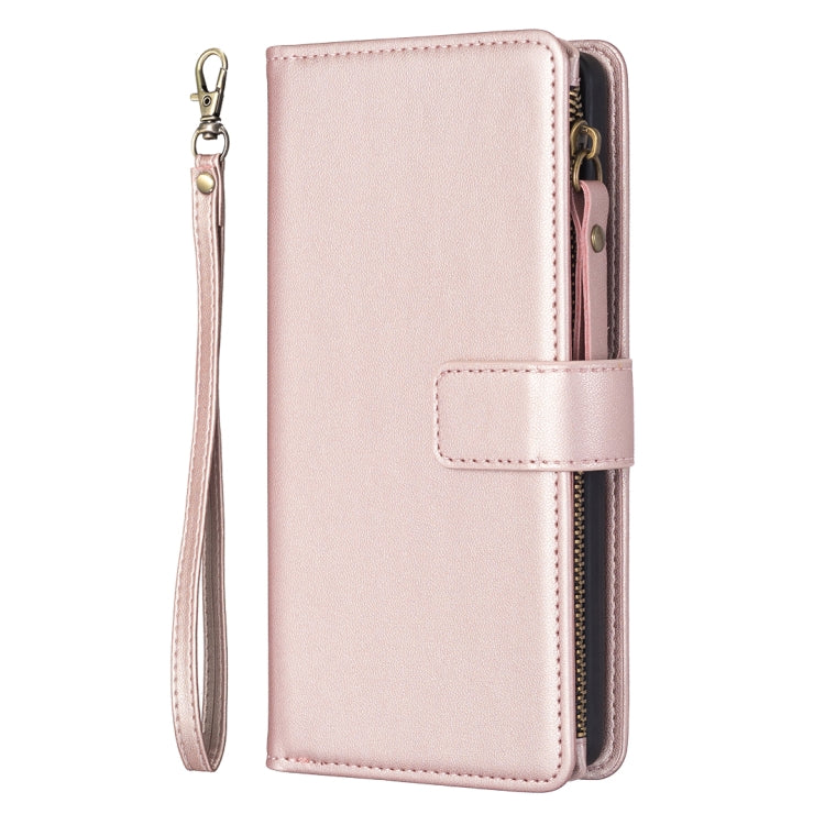 For Google Pixel 7 Pro 9 Card Slots Zipper Wallet Leather Flip Phone Case(Rose Gold) - Google Cases by buy2fix | Online Shopping UK | buy2fix