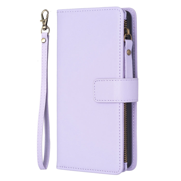 For Google Pixel 7 9 Card Slots Zipper Wallet Leather Flip Phone Case(Light Purple) - Google Cases by buy2fix | Online Shopping UK | buy2fix