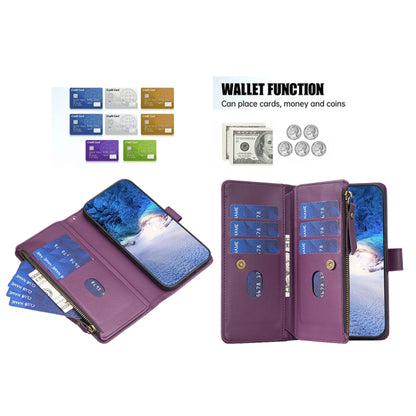 For Google Pixel 8 9 Card Slots Zipper Wallet Leather Flip Phone Case(Dark Purple) - Google Cases by buy2fix | Online Shopping UK | buy2fix