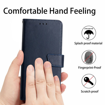 For iPhone 16 Genuine Leather Fingerprint-proof Flip Phone Case(Blue) - iPhone 16 Cases by buy2fix | Online Shopping UK | buy2fix