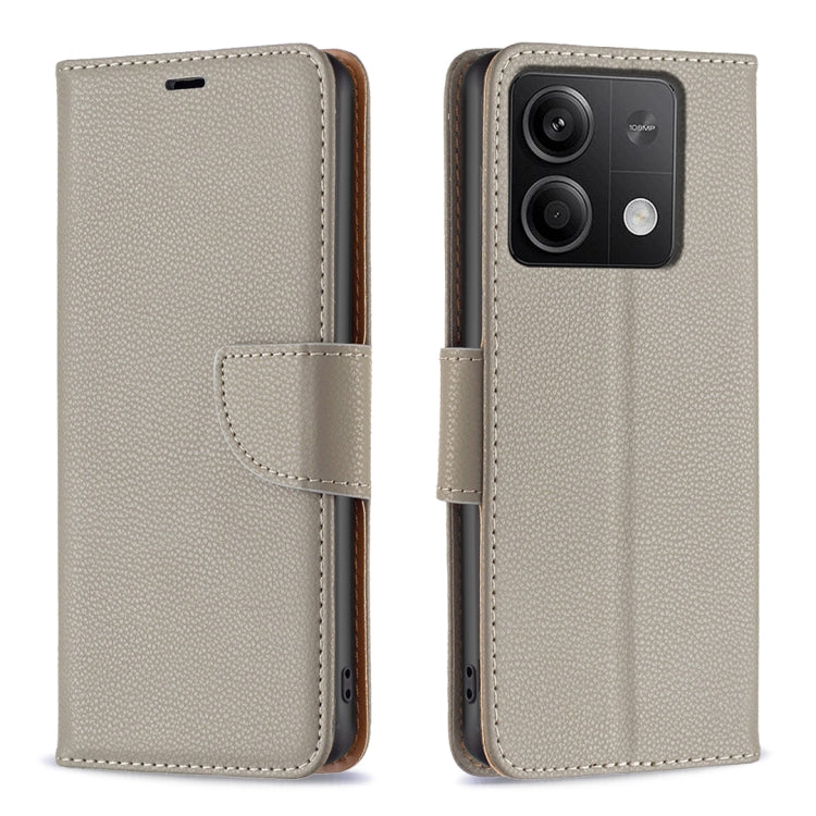 For Xiaomi Redmi Note 13 4G Global Litchi Texture Pure Color Leather Phone Case(Grey) - Note 13 Cases by buy2fix | Online Shopping UK | buy2fix